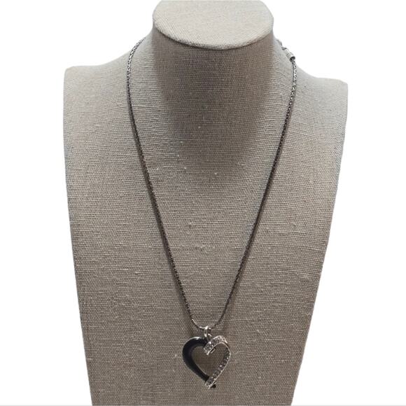 Brighton Awakened Vintage Retired Black and Crystal Jeweled Heart Necklace - Picture 2 of 6